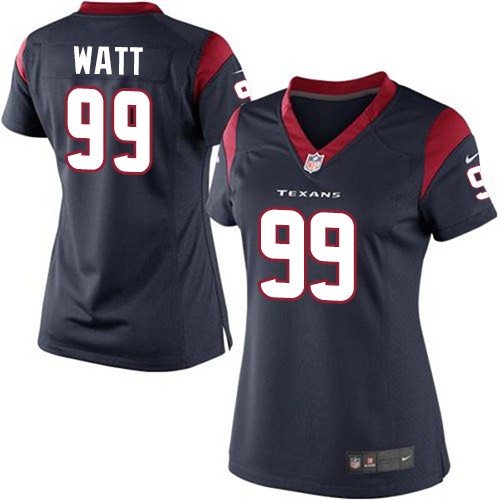 Women's Elite J.J. Watt Nike Jersey Navy Blue Home - #99 NFL Houston Texans